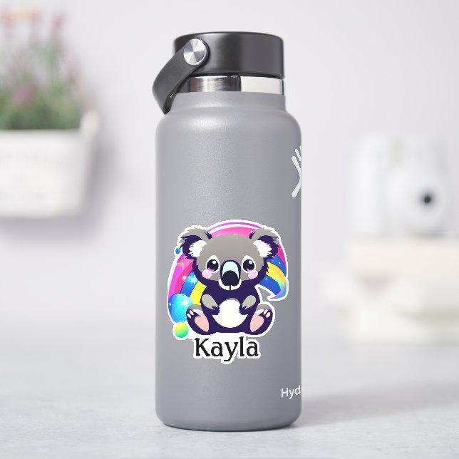 Personalized Cute Koala Bear and Rainbow  (HydroFlask)