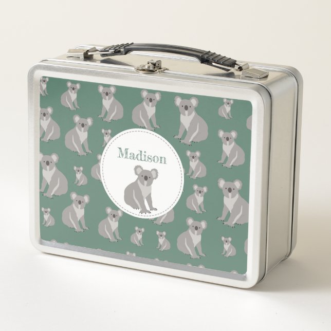 Personalized Cute Koala Pattern Metal Lunch Box (Front)