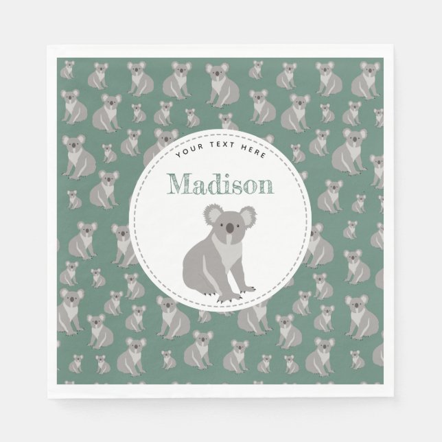 Personalized Cute Koala Pattern   Napkin (Front)