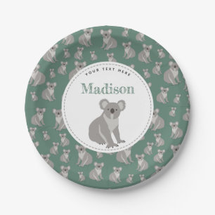 Personalized Cute Koala Pattern Paper Plate