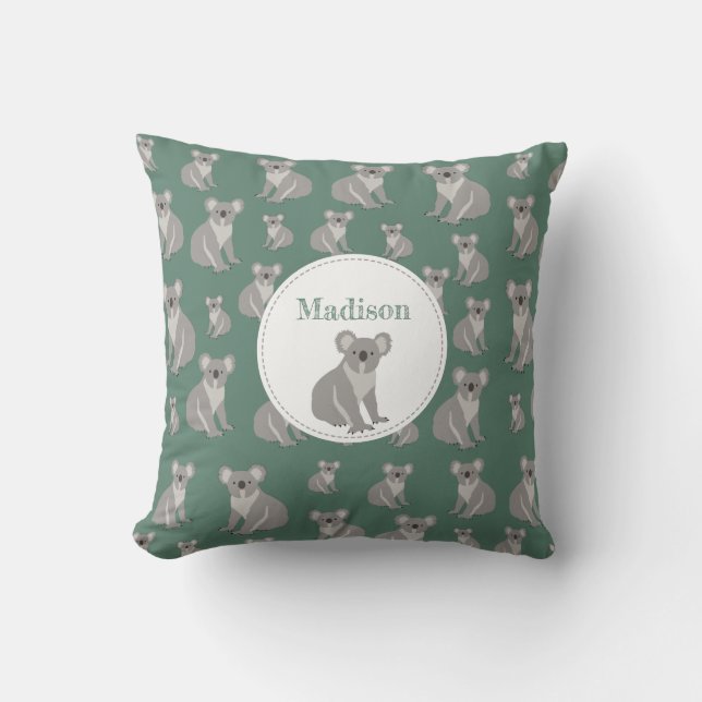 Personalized Cute Koala Pattern   Throw Pillow (Front)