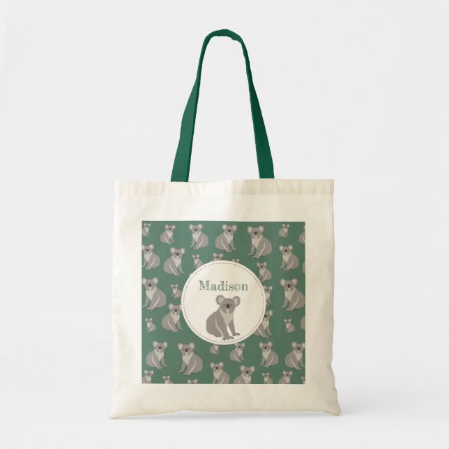 Personalized Cute Koala Pattern  Tote Bag (Front)