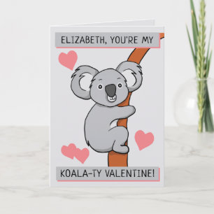 Personalized Cute Koala-ty Valentine Greeting Card