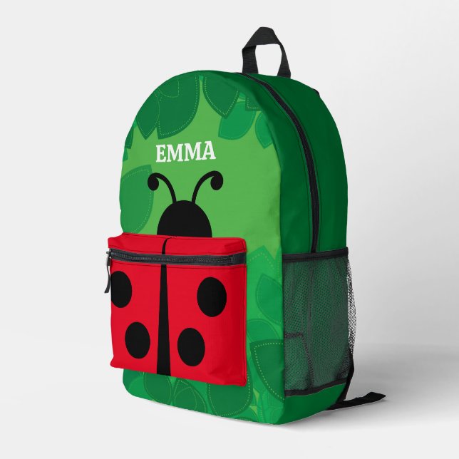 Personalized Cute Lady Bug Backpack (Back Corner Right)