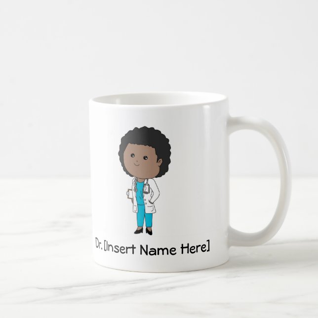 Personalized Cute Lady Doctor African American Mug (Right)