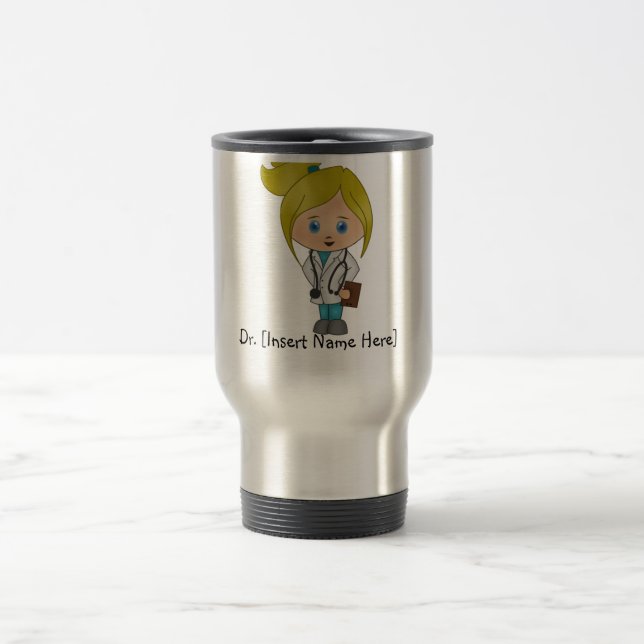 Personalized Cute Lady Doctor Mug - Blonde (Center)