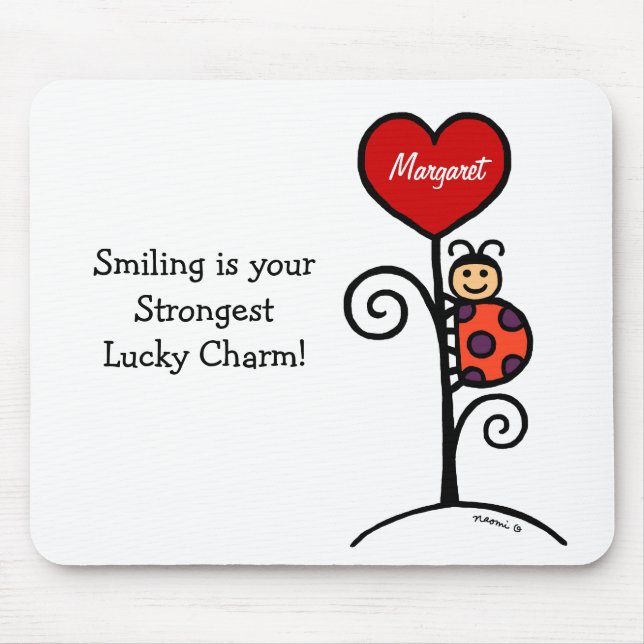 Personalized Cute LadyBug drawing Mouse Pad (Front)