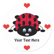 Personalized Cute Ladybug with Hearts Stickers