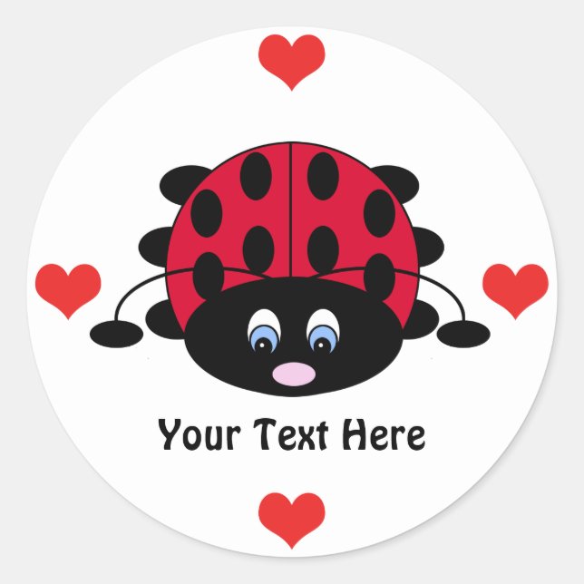 Personalized Cute Ladybug with Hearts Stickers (Front)