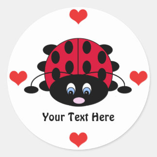 Personalized Cute Ladybug with Hearts Stickers
