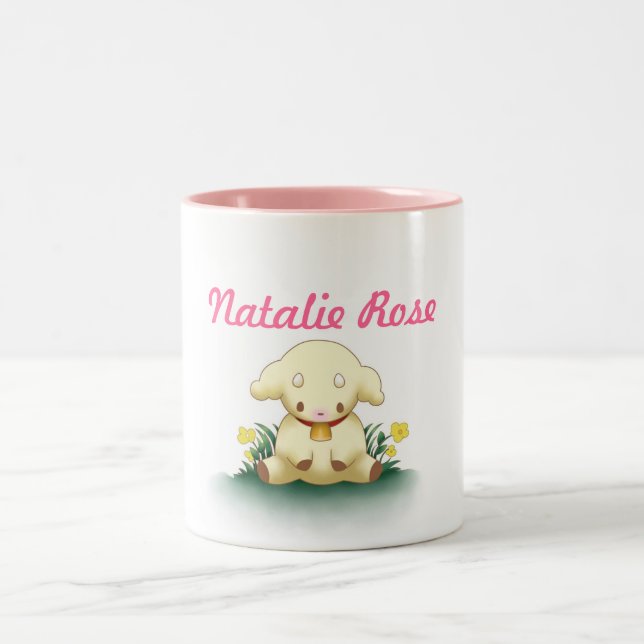Personalized Cute Lamb Mug - Pink (Center)