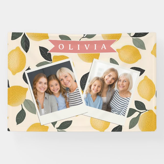 Personalized Cute Lemon Pattern Fresh Summer Banner (Horizontal)