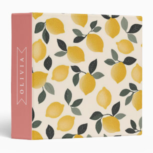 Personalized Cute Lemon Pattern Fresh Summer Binder