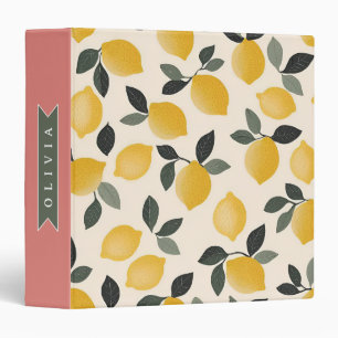 Personalized Cute Lemon Pattern Fresh Summer Binder