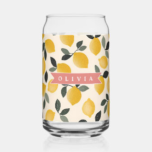 Personalized Cute Lemon Pattern Fresh Summer Can Glass
