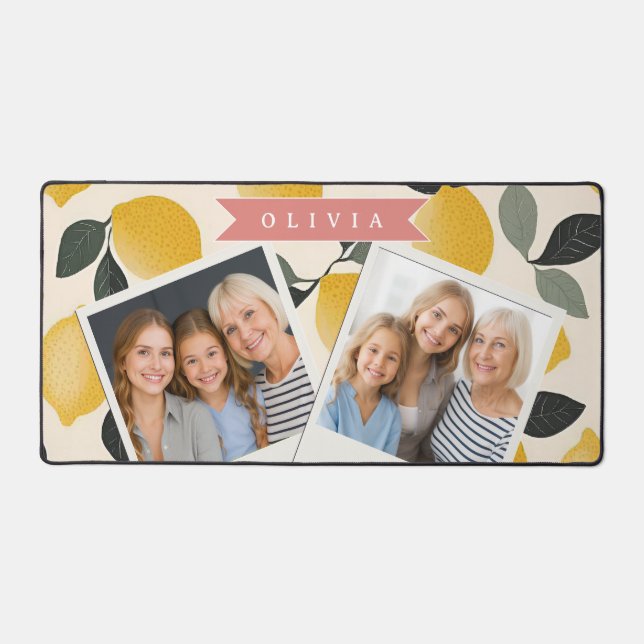 Personalized Cute Lemon Pattern Fresh Summer Desk Mat (Front)