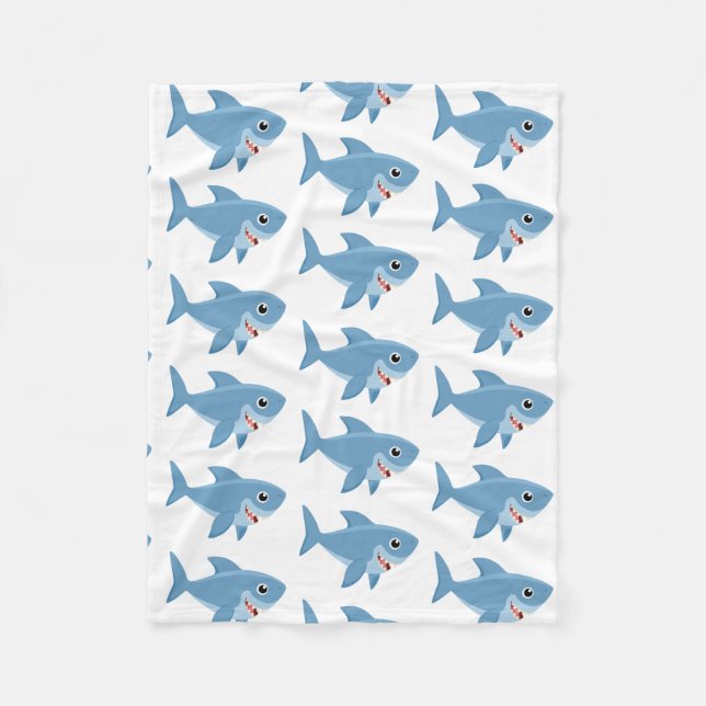 Personalized Cute Little Shark Fleece Blanket (Front)