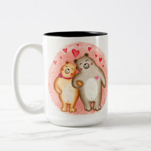 Personalized Cute Love Bears Two-Tone Coffee Mug