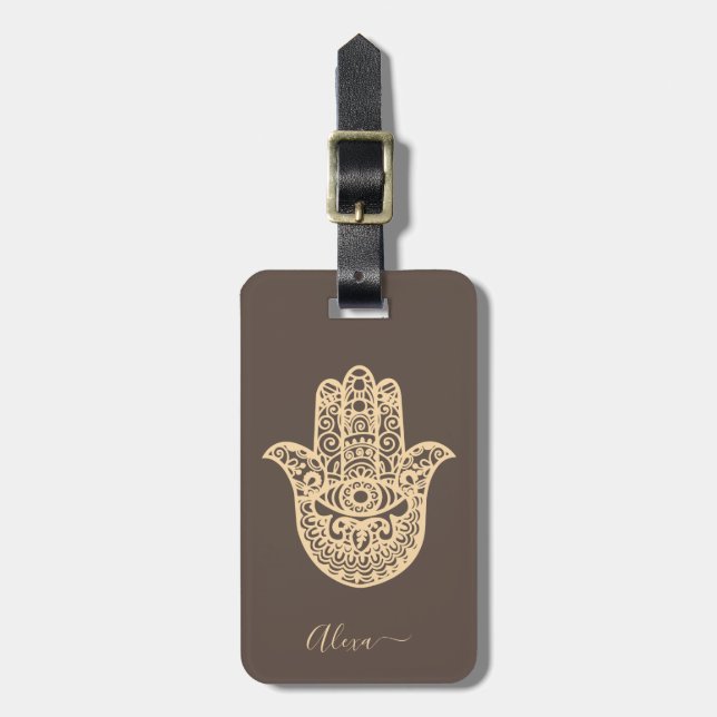 Personalized Cute lucky hamsa hand Luggage Tag (Front Vertical)