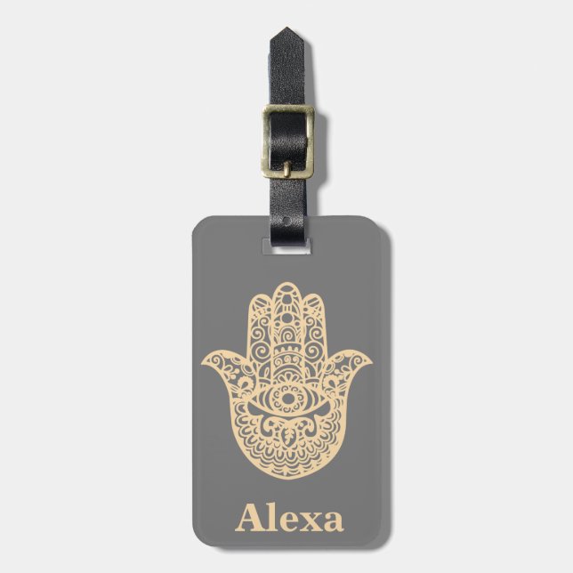 Personalized Cute lucky hamsa hand Luggage Tag (Front Vertical)