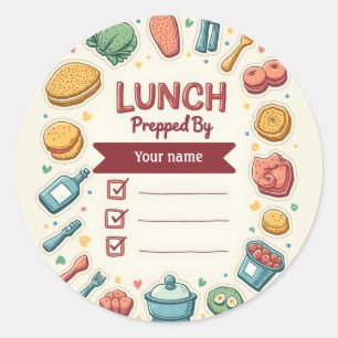 Personalized Cute Lunch Checklist for Kids Classic Round Sticker