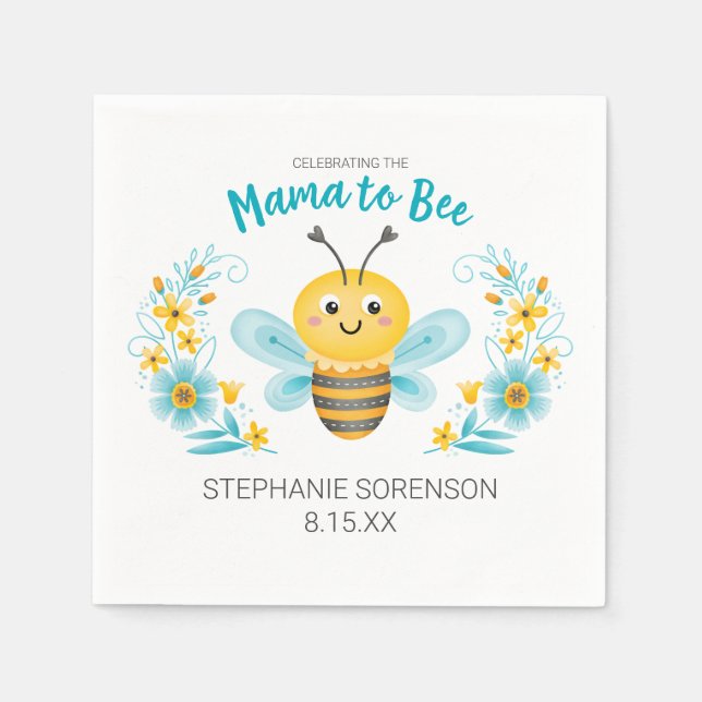 Personalized Cute Mama to Bee Baby Shower Napkin (Front)