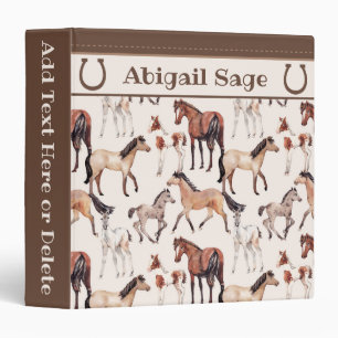 Personalized Cute Mares and Foals Horse Binder