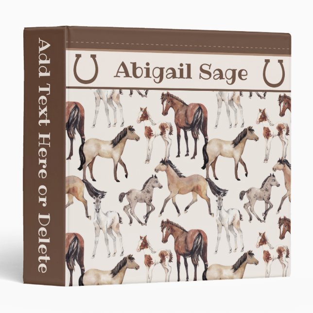 Personalized Cute Mares and Foals Horse Binder (Front/Spine)
