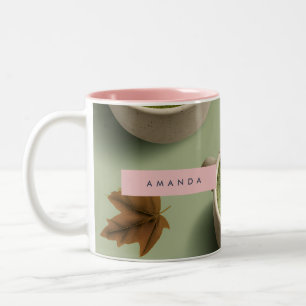 Personalized Cute Matcha Latte Pattern Two-Tone Coffee Mug