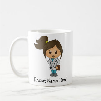 Personalized Cute Medical Doctor , Brunette Female Coffee Mug