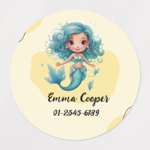 Personalized Cute Mermaid,Name,Phone number