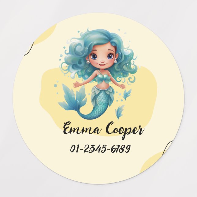 Personalized Cute Mermaid,Name,Phone number (Design 3)