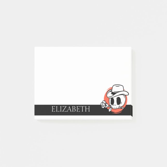 Personalized Cute Mexican Sugar Skull Halloween Post-it Notes (Front)
