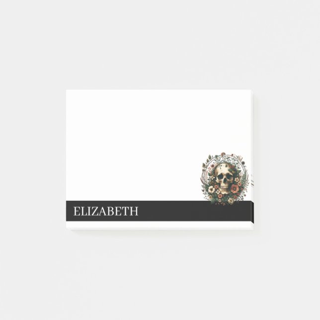 Personalized Cute Mexican Sugar Skull Halloween Post-it Notes (Front)