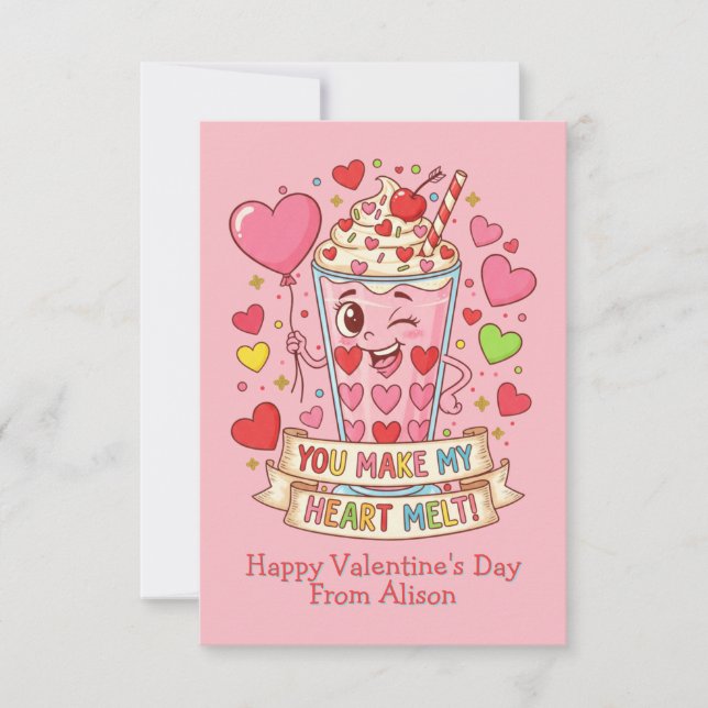 Personalized Cute Milkshake Classroom Valentine (Front)