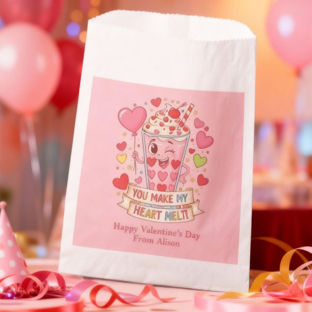Personalized Cute Milkshake Classroom Valentine Favour Bag (Creator Uploaded)