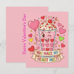 Personalized Cute Milkshake Classroom Valentine Postcard