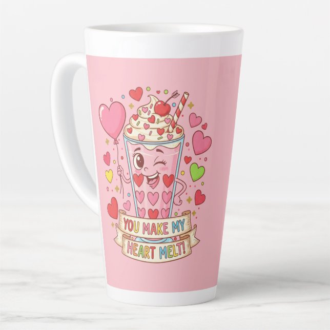 Personalized Cute Milkshake Valentine Latte Mug (Left Angle)