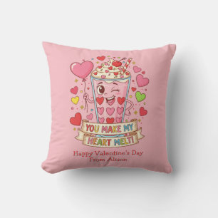 Personalized Cute Milkshake Valentine Throw Pillow