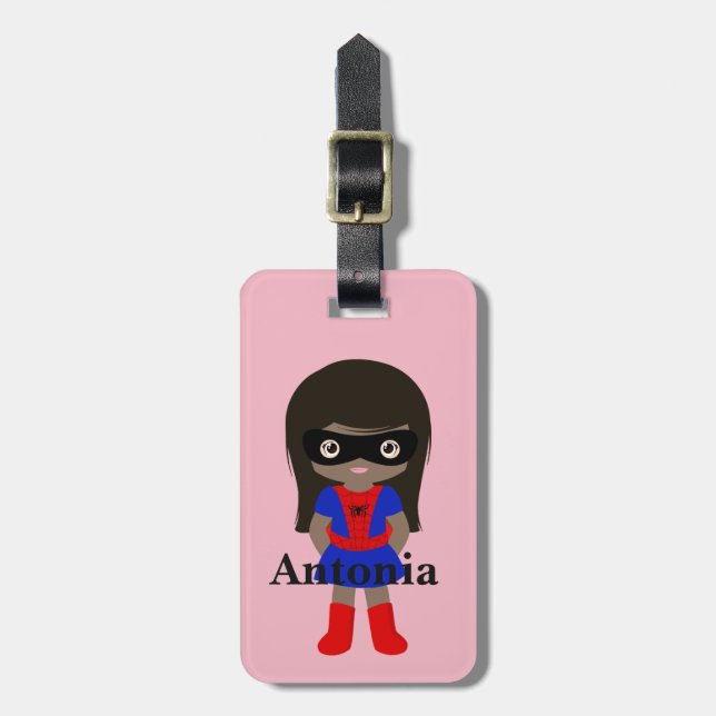 Personalized Cute Mini Spidergirl Kids luggage tag (Front Vertical)