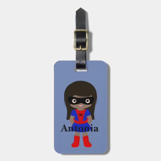 Personalized Cute Mini Spidergirl Kids luggage tag (Front Vertical)