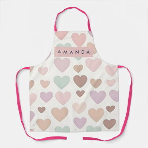 Personalized Cute Minimal Heart Pastel Apron