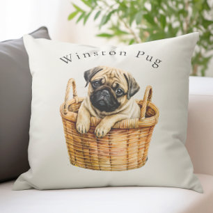personalized cute  modern  pet pug throw pillow