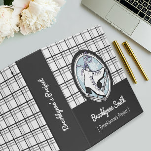 Personalized Cute Modern Tartan Ice Skating Binder