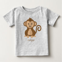 Personalized Cute Monkey Baby T-Shirt