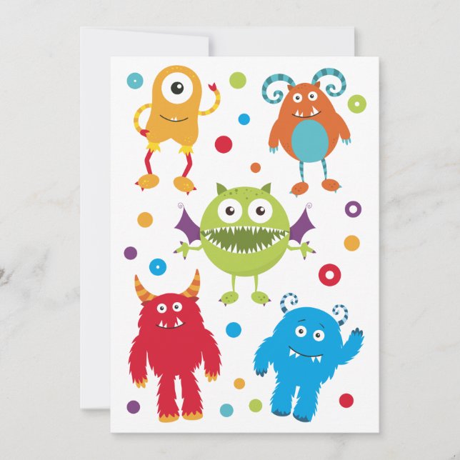 Personalized Cute Monster Birthday Invitations (Front)