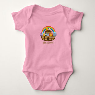 Personalized Cute Noah's Ark Baby Girl Bodysuit