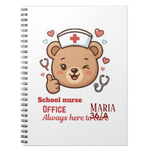 Personalized Cute Nurse Bear School Nurse Name Sig Notebook