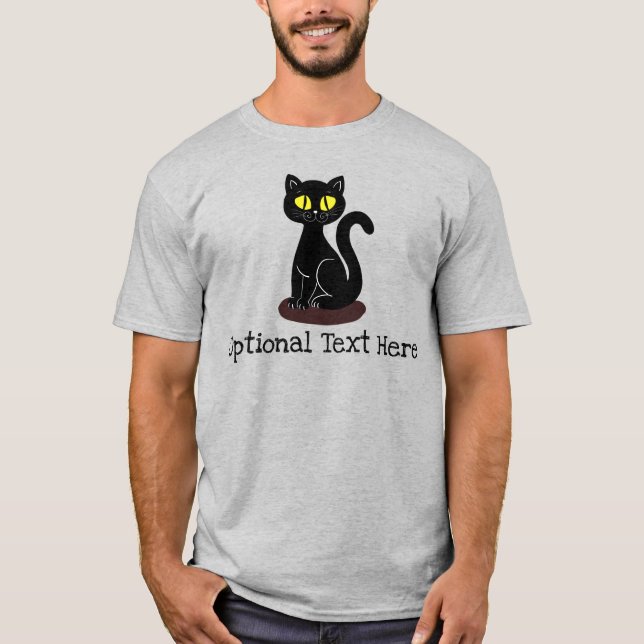 Personalized Cute or Funny Black Cat T-Shirt (Front)