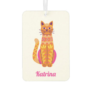Personalized Cute Orange Cat Sugar Skull  Air Freshener